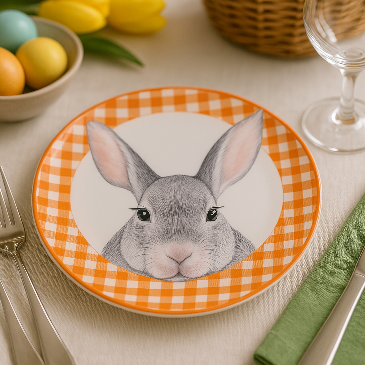 Platou pentru servire Bunny, Ø24 cm, dolomit, portocaliu - imagine 3